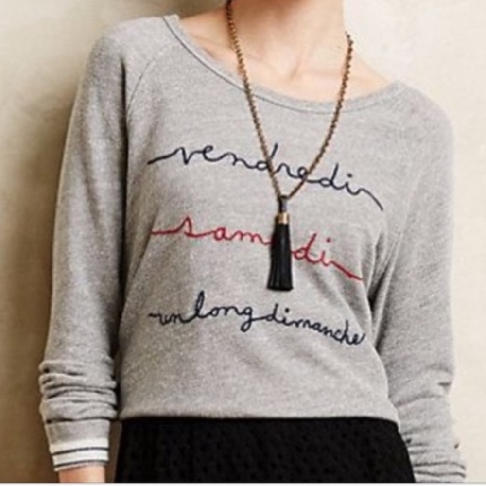 T.la Anthropologie “Un Long Dimanche” Grey Sweater- M